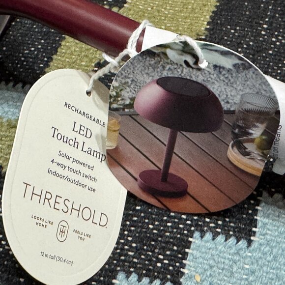 Threshold™ Solar and Rechargeable USB LED Outdoor Table Lamp, Maroon - Picture 11 of 13